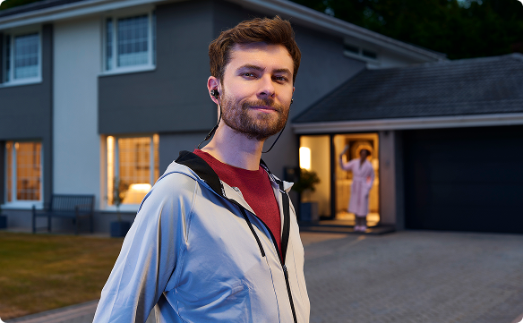 Man with headphones in going on a run